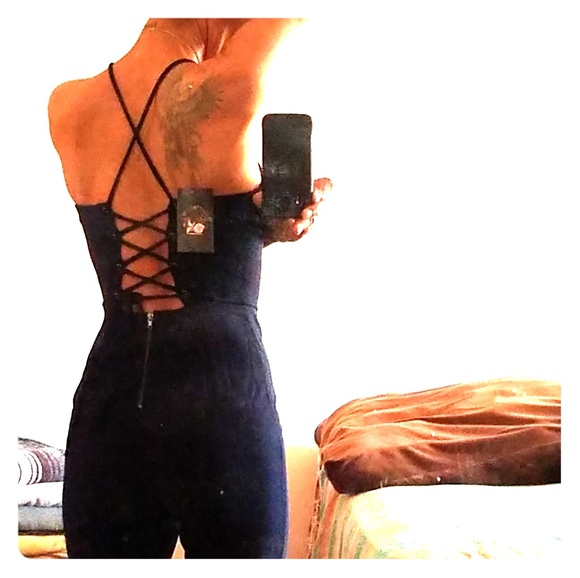 Corset Back Split Leg Navy Jumper - Picture 7 of 7